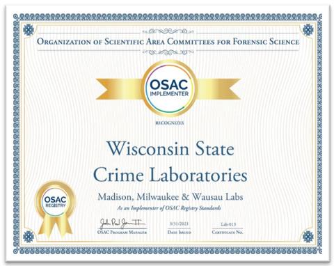 wisconsin osac implementer certificate nist laboratories